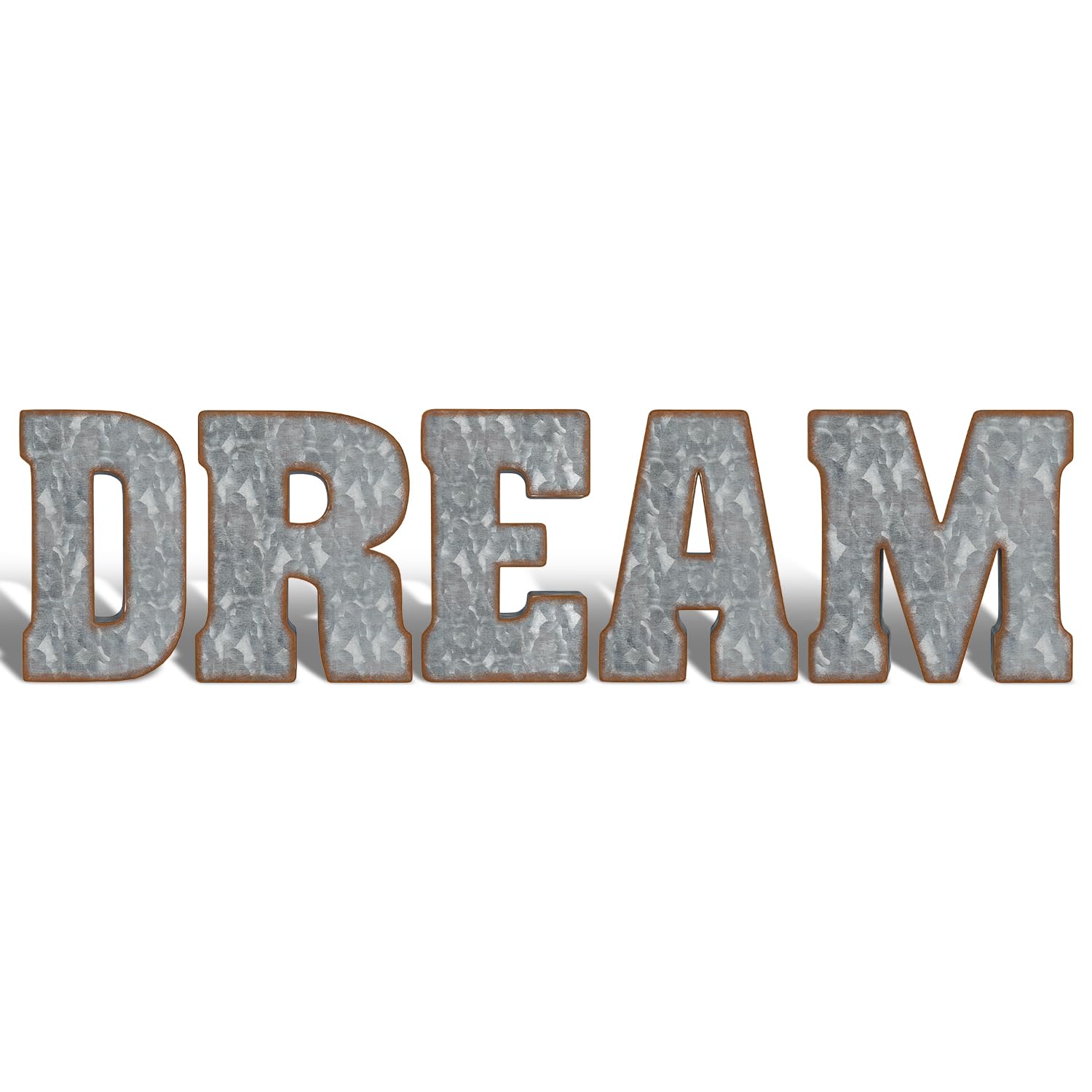 CraftyCrocodile Galvanized Metal Letters for Wall Decor - 3D Phrase "DREAM" for Hanging or Freestanding - Unique Blend of Rustic, Vintage, Western, and Industrial Styles, Bundle