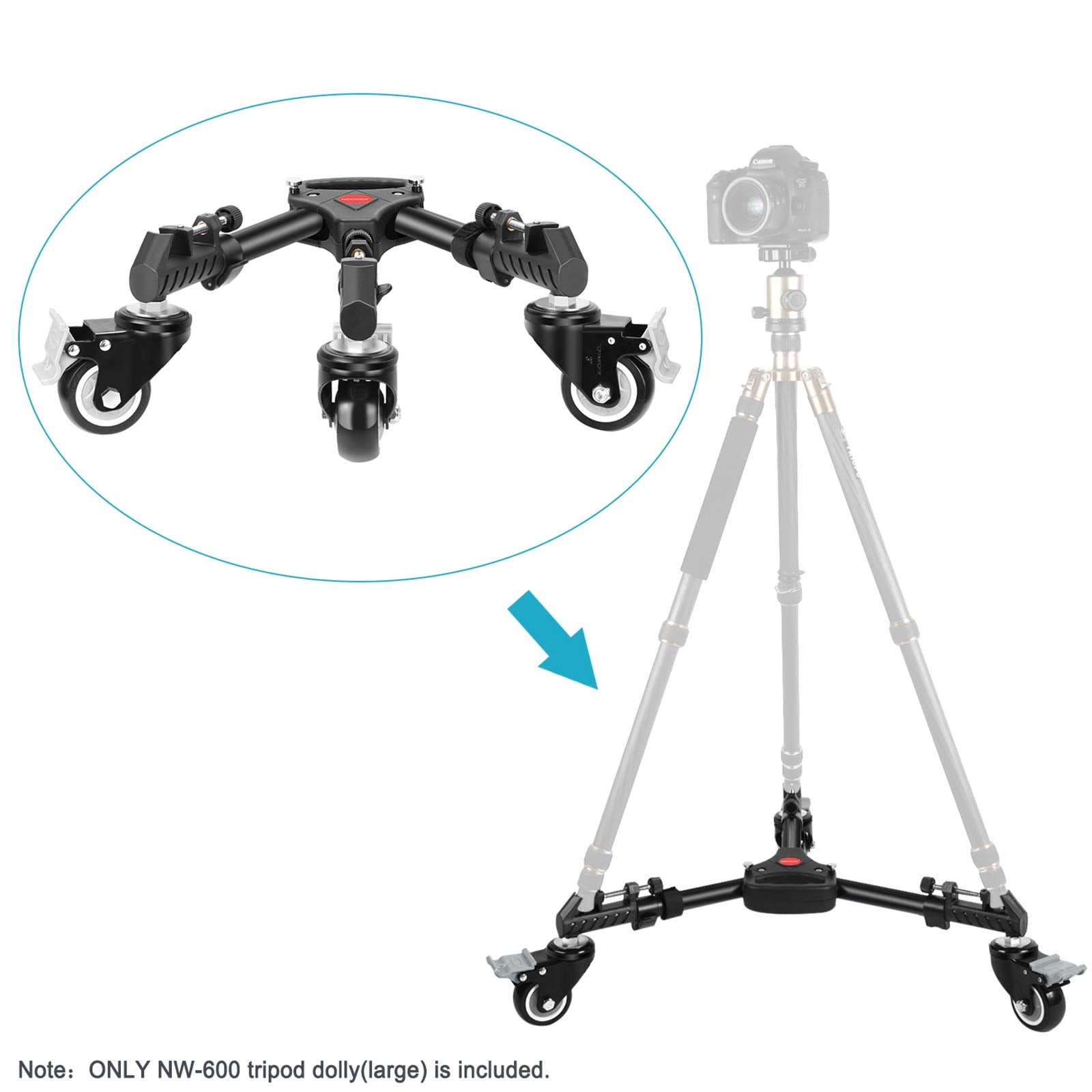 NEEWER Photography Tripod Dolly, Heavy Duty 50lbs Capacity Tripod Wheels with 3" Rubber Wheels for DSLR Cameras Camcorder Photo Video Lighting