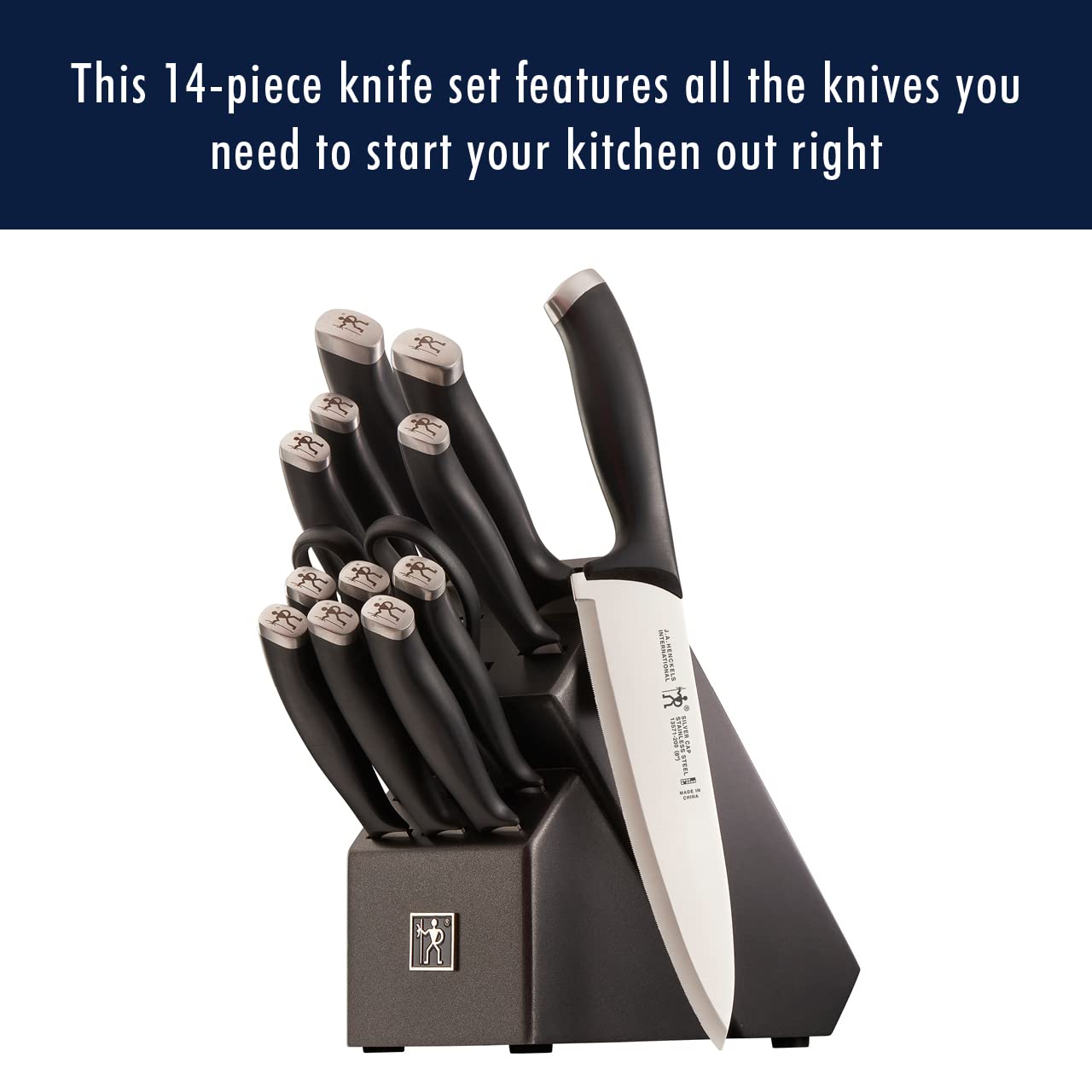 Silvercap 14 Piece Knife Block Set, Black