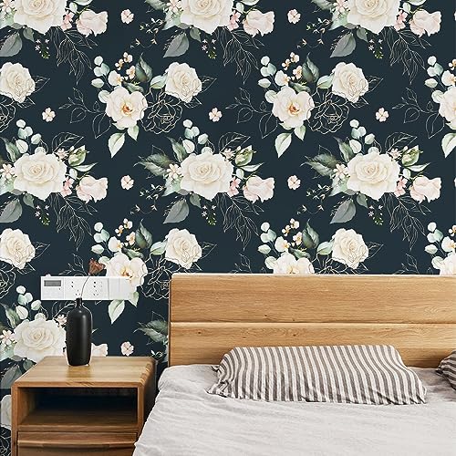BaoHArtHome Dark Green and Gold Tropical Jungle Wallpaper 17.7in X 6.6ft Peel and Stick Wallpaper Contact Wall Paper Removable Bathroom Self Adhesive Renter Friendly Vinyl Wallpaper