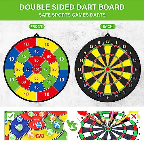 29" Large Dart Board for Kids, Kids Double-Sided Dart Board with Sticky Balls and Darts, Indoor/Outdoor Sport Fun Party Play Game Toys, Gifts for 3 4 5 6 7 8 9 10 11 12 Year Old Boys Girls