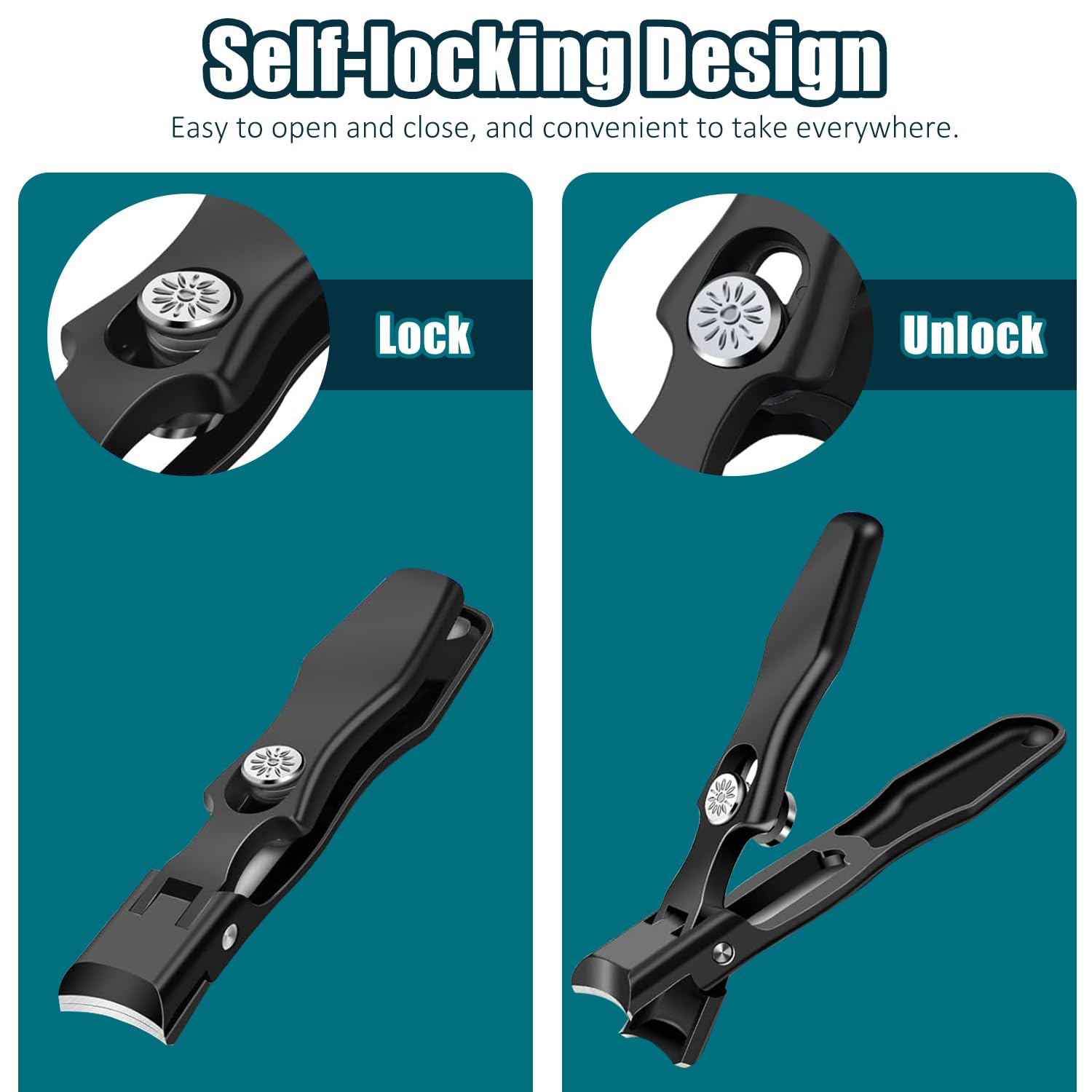 German Nail Clippers for Men Women, 2025 Upgrades Large Wide Jaw German Nail Clippers for Thick Nails, Portable Ultra Sharp Stainless Steel Toenail Clippers, Anti-Splashing Nail Clippers (Black)