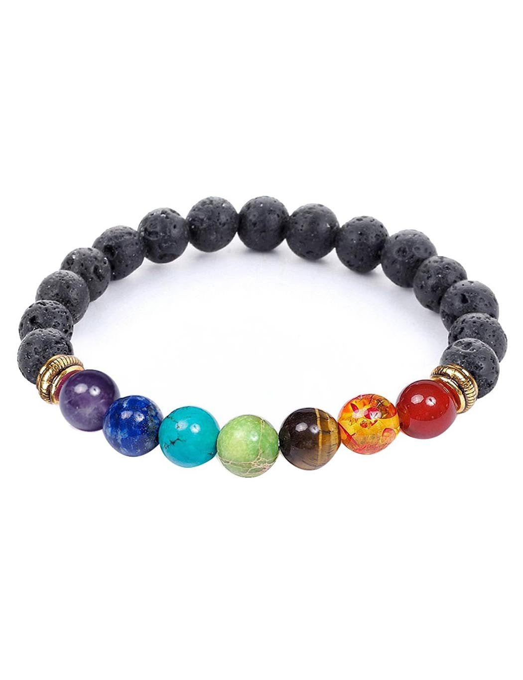 Men Women Stone Beads Stretch Strand Bracelets Healing Therapy Bracelets Gift, Black