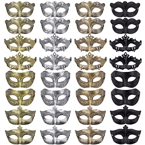 FEQO 32 Pieces Masquerade Masks Vintage Antique Venetian Masks Masquerade Party Mask
