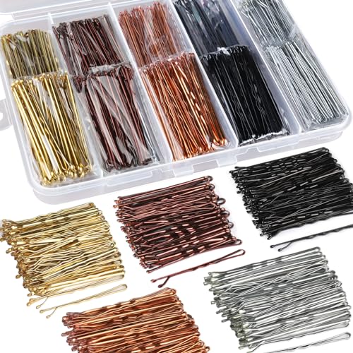 Teenitor Bobby Pins, 250 Pcs 2Inch Bobby Pins Bulk for Women Girls, Silver, Black, Blonde, Brown - Secure Hold, Hair Pins with Storage Box, All Hair Types