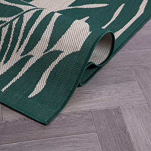 Rugshop Salvora Floral Leaves Textured Flat Weave Easy Cleaning Outdoor Rugs for Deck,Patio,Backyard Indoor/Outdoor Area Rug 2' x 3' Green