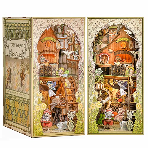 CUTEBEE DIY Book Nook Kit for Adults, DIY Wooden Miniature House Dollhouse Kit Ancient Chinese Landscapes Bookshelf Insert Decor Booknook Model Build Gift Kit with LED Light (Su Dongpo's Life)