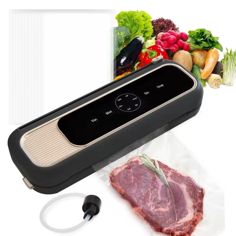 Hydroserenity Vacuum Sealer Machine, Precision Compact mini vacuum sealer 65 Kpa Powerful Suction, Automatic Operation, Ideal for Easy & Efficient Food Preservation and Storage With 10 Bags (Black)