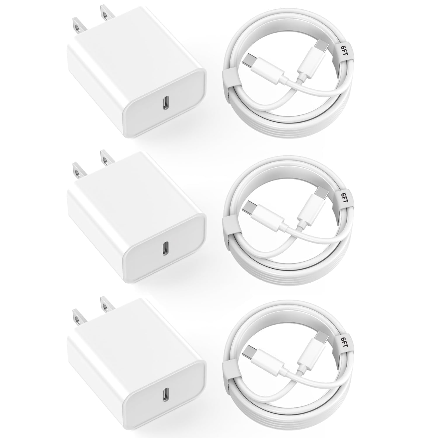 iPad Fast Charger,iPad Charger Fast Charging Type C USB C Fast Charger Apple iPad Charger 3Pack 6FT USB C to C Charging Cable Cord Block for iPhone 15/iPad Pro 12.9/11in iPad Air 6/5/4/Mini/iPad 10th