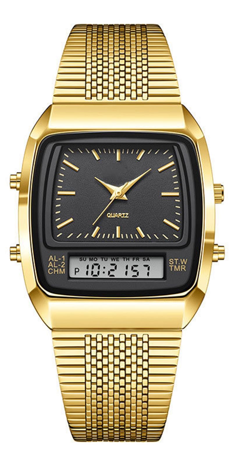 BESTKANG Men's Watch Fashion Analog Quartz Waterproof Watch Sport Multifunctional Wristwatch (Gold Black)