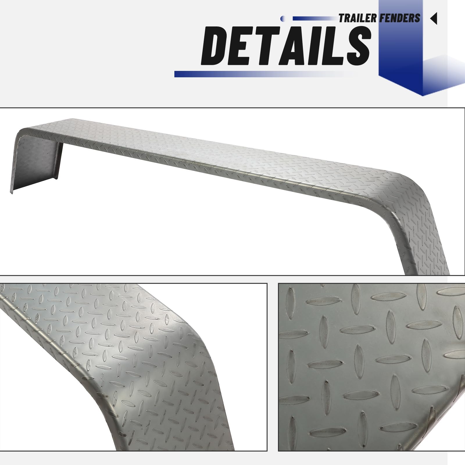 ECOTRIC Steel 14 Gauge Diamond Tread Plate Tandem Axle Trailer Fenders 72-7/8"x10-1/4"x13" (Fit 13"-15" Tires) Landscape Trailer Cargo Trailer Car Hauler Trailer Utility Trailer - 2 Pcs