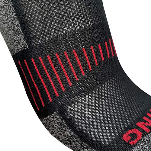 BERING Men's Ankle Socks Thick Cushioned Athletic Socks for Running, Walking, Workout, Black, Size 9-12, 6 Pack