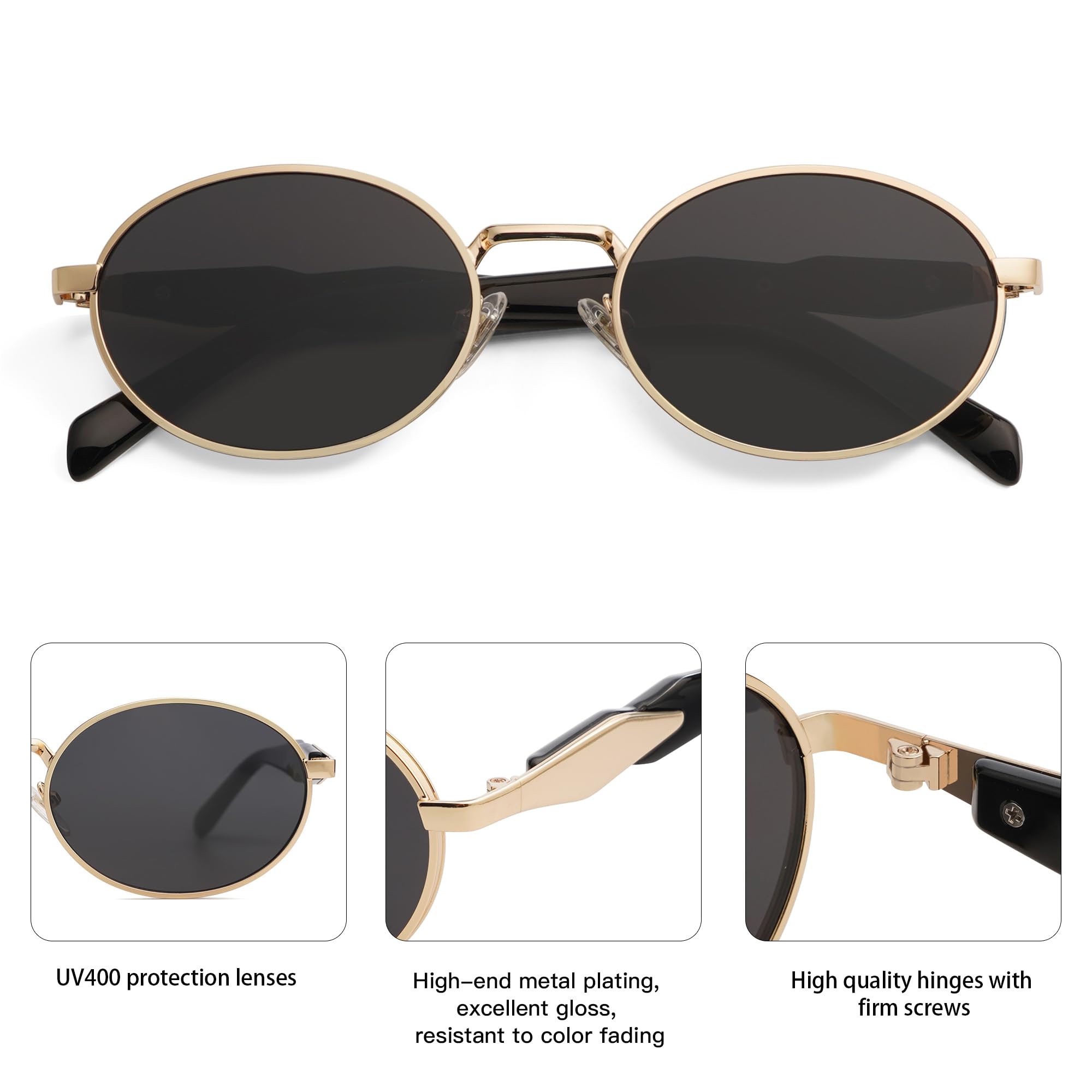 SOJOS Retro Oval Sunglasses for Women Men Trendy Sun Glasses Designer Inspired Classic Shades UV400 Protection SJ1224,Grey