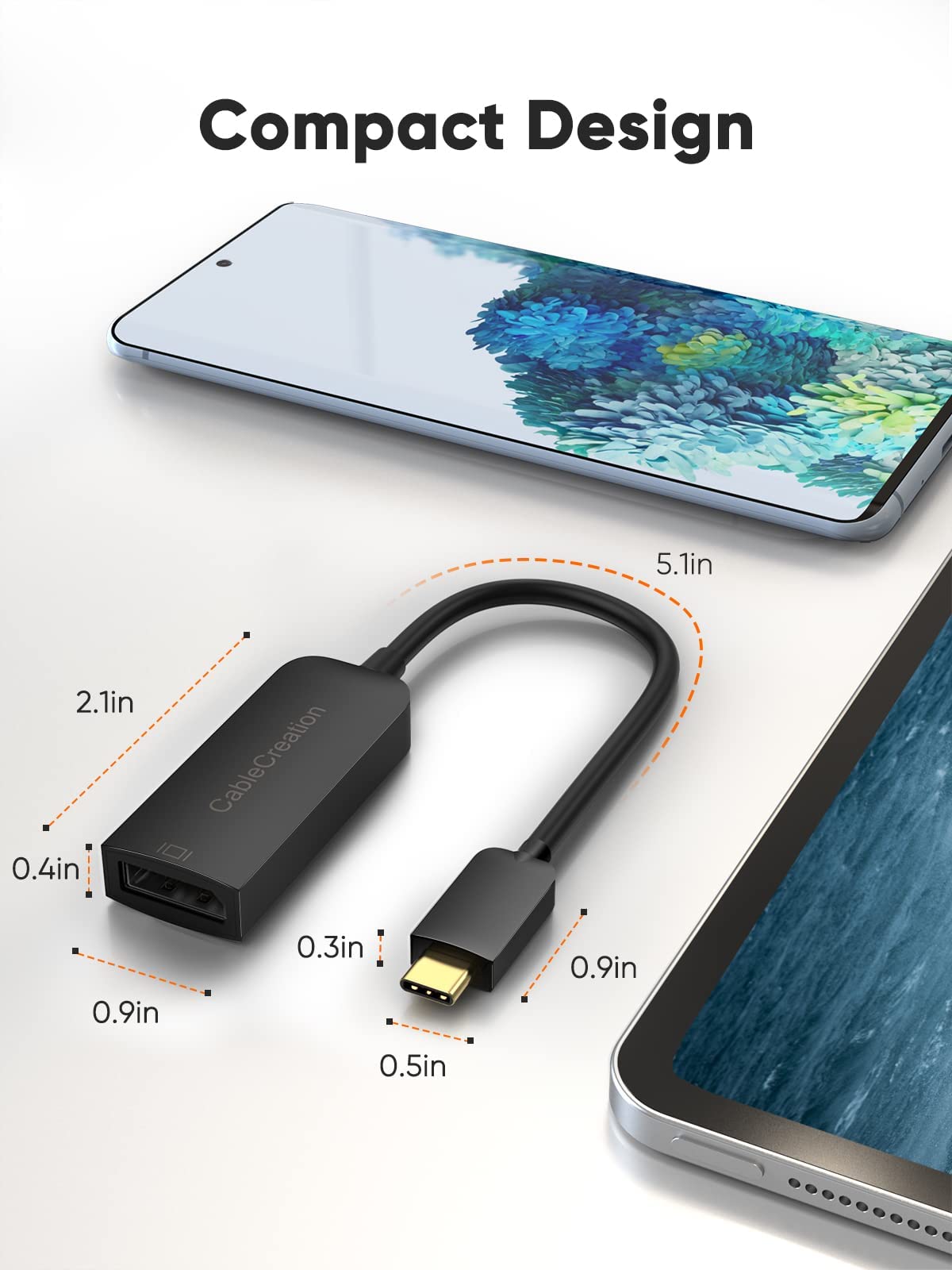 CableCreation USB C to DP Adapter 4K@60Hz, USB C to DisplayPort Adapter, Compatible with iPhone 16 15 Pro Max Plus, MacBook Pro Air, Mac Mini, iPad Pro, XPS, Galaxy, Rift S, Black