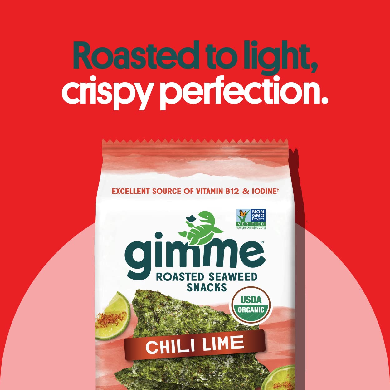 Gimme Seaweed - Chili Lime - 6 Count - Organic Roasted Seaweed Sheets - Keto, Vegan, Gluten Free - Great Source of Iodine & Omega 3’s - Healthy On-The-Go Snack for Kids & Adults