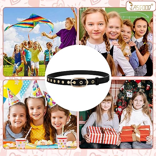 JASGOOD Girls Fashion Leather Belts for Jeans Pants, Cute Gold Buckle Belts for Teens Kids