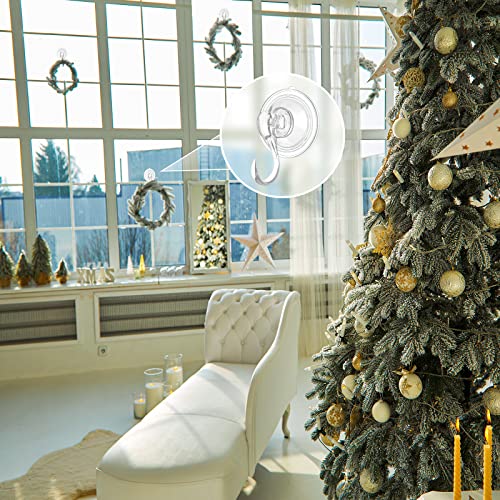 VIS'V Wreath Hanger, Large Clear Heavy Duty Suction Cup Wreath Hooks with Wipes 22 LB Removable Strong Window Glass Door Suction Cup Wreath Holder for Halloween Christmas Wreath Decor - 2 Pcs