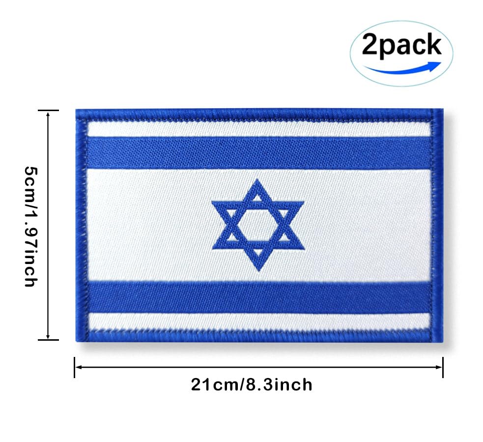 Overdecor Israel Israeli Flag Patch Tactical Military Patches - Hook and Loop Fastener, 2 Pack