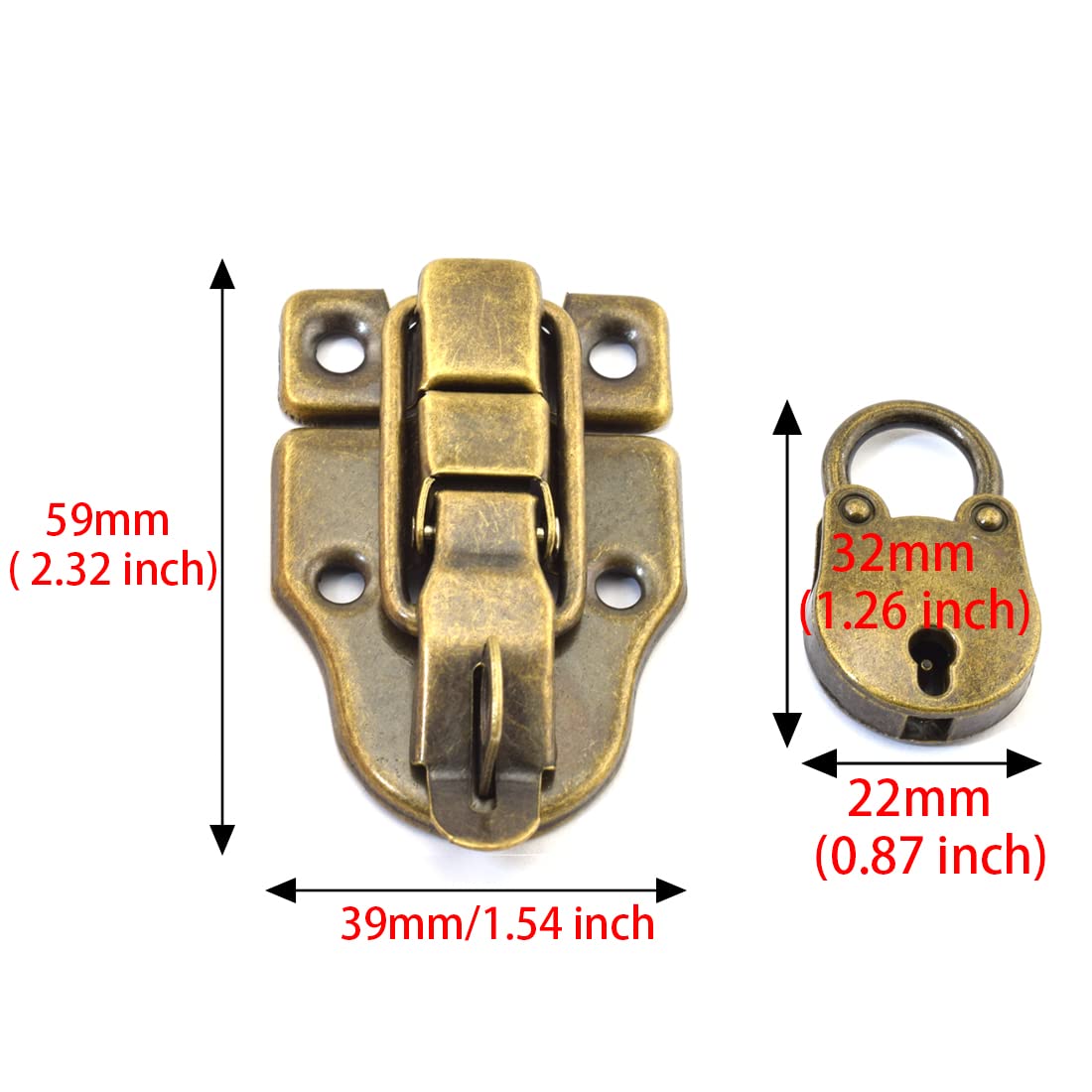 Aifeier ET Retro Bronze Duckbilled Toggle Hasp Latch and Padlock Kits for Tool Box, Jewelry Box, Wooden Box, Gift Box, etc