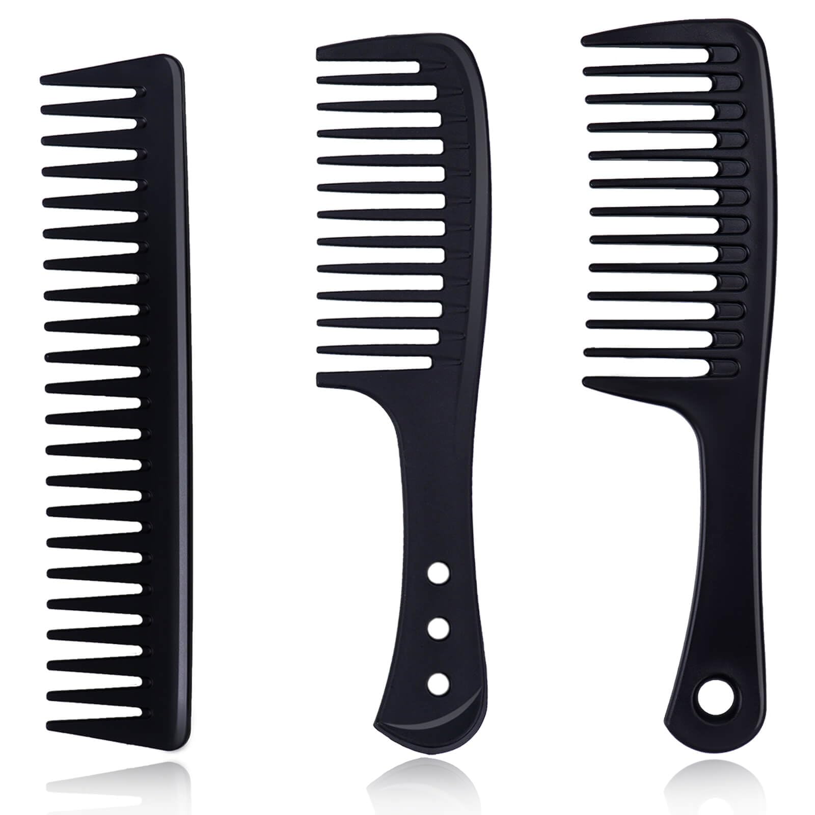 3PCS Wide Tooth Combs, Premium Carbon Fiber Hairdressing Hair Comb Set for Women and Men, Smooth & Sturdy and Heat Resistant Styling Combs for All Hair Types, Professional Combs for Hair Stylist.