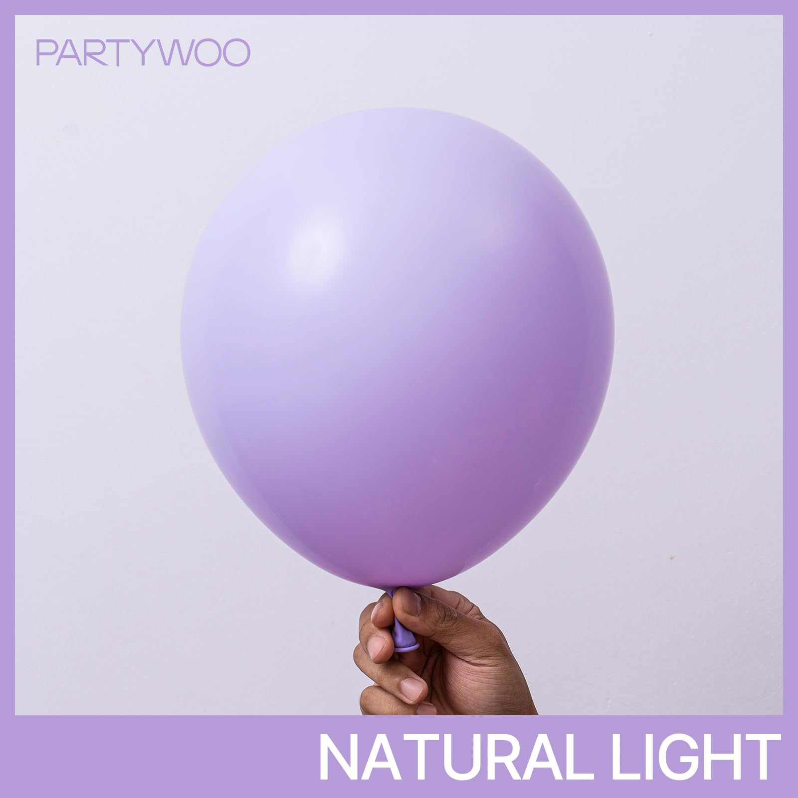 PartyWoo Pastel Purple Balloons 120 pcs Different Sizes Pack of 18 12 10 5 Inch Light Pastel Purple Lavender Lilac Balloon Arch Kit Garland for Baby Shower Birthday Party Decorations Purple-Q10