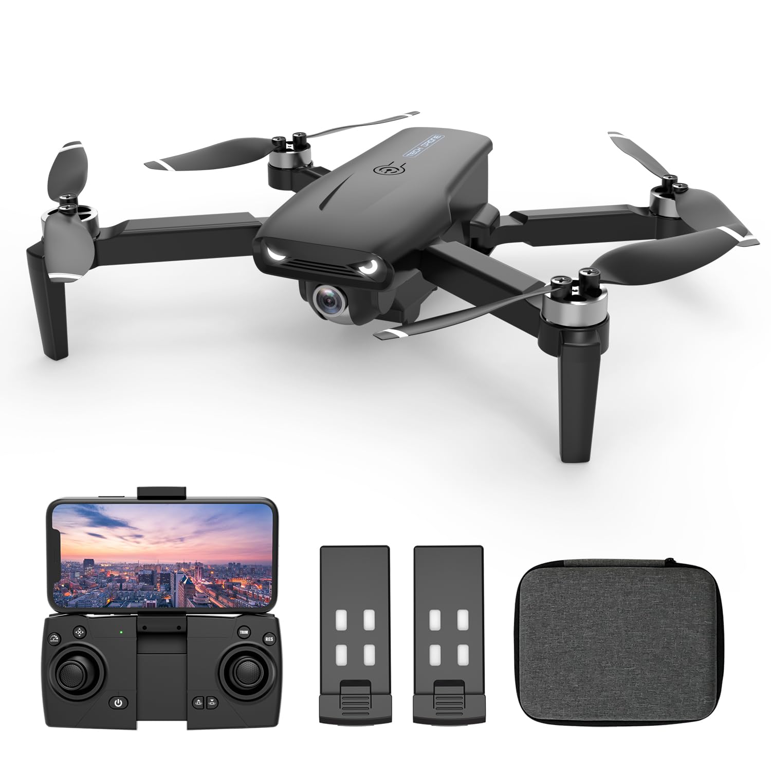 LMRC-12 Drone with Camera for Adults Beginner, Foldable 2.4GHz FPV Drone for Kids 8-12, Less than 249g, RC Quadcopter Toys Gifts with Brushless Motor, Altitude Hold, 2 Batteries, Black