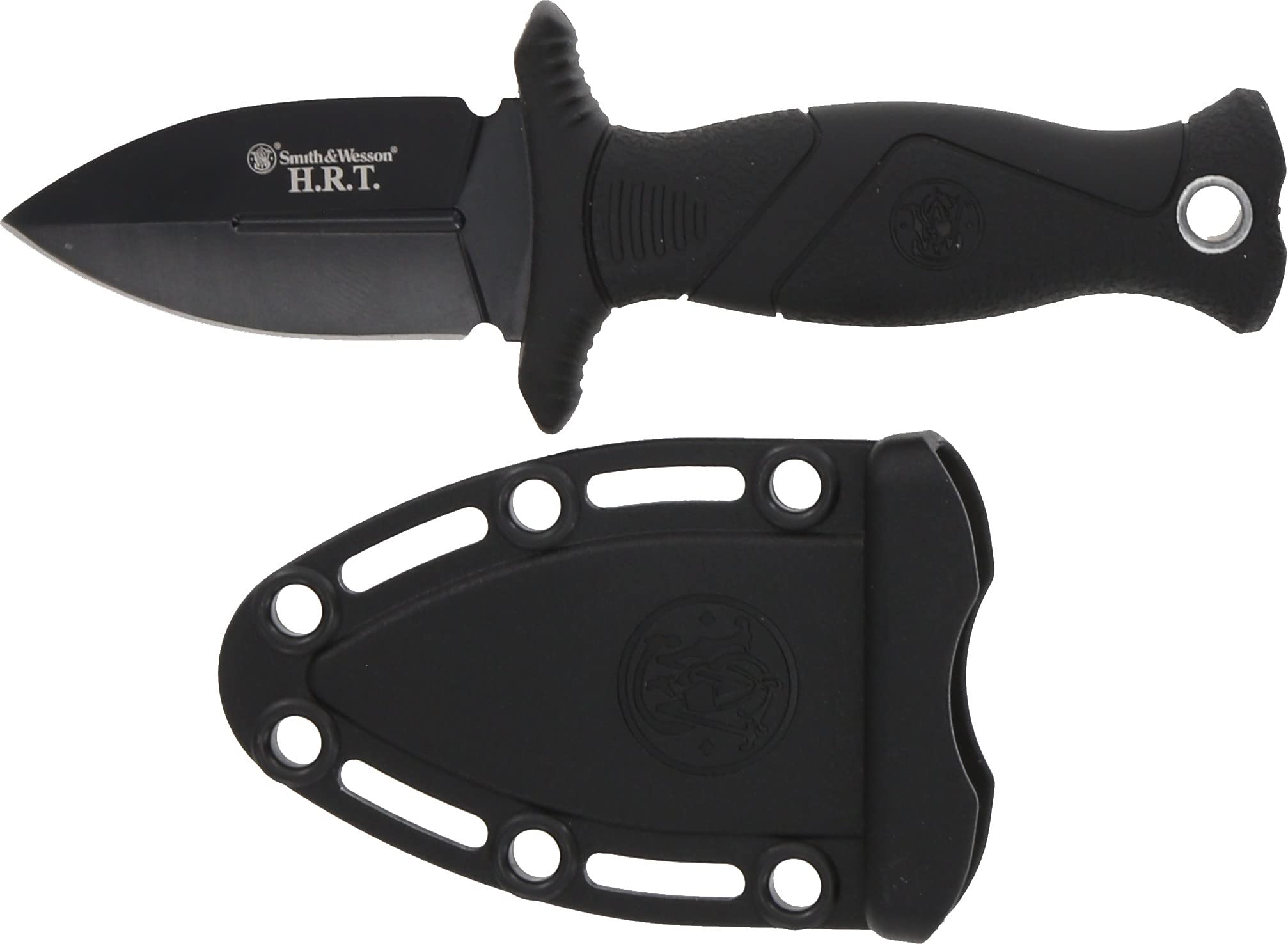 Smith & Wesson 5in High Carbon SS Fixed Blade Knife with 2in False Edge Blade and Stainless Steel Finish for Outdoor Tactical Survival and EDC