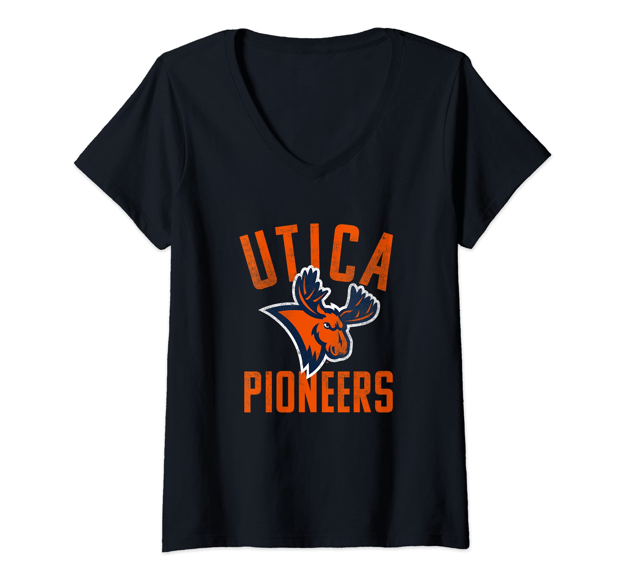 Womens Utica University Pioneers Large V-Neck T-Shirt