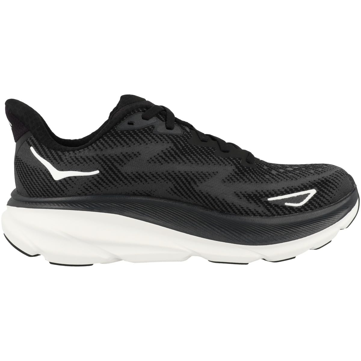 Hoka Women's Clifton 9 Sneaker, Black/White, 6.5