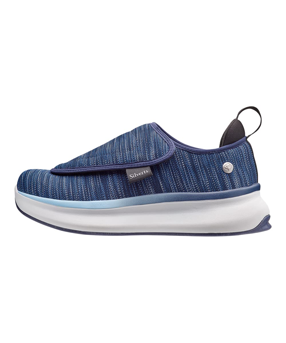 Women’s Extra Wide Comfort Shoes with Easy Closures for Adjustable Fit - Multi Blue 8.5