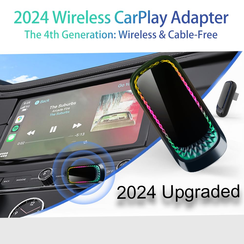 BAORCE Apple CarPlay Wireless Adapter, Version 4.0 Wireless CarPlay Adapter for iPhone, Only for Cars with OEM Wired CarPlay, Model T