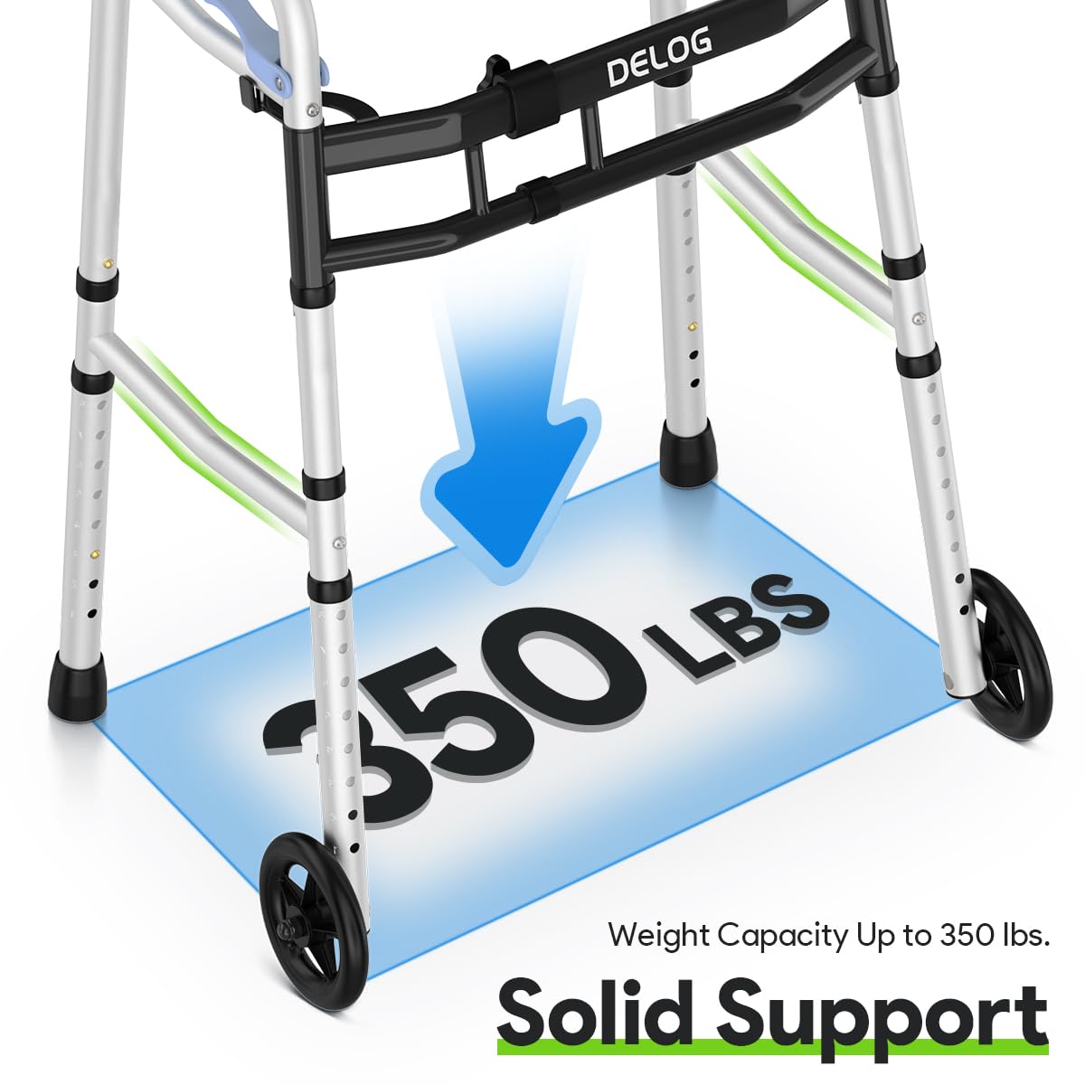 Delog Narrow Walkers for Seniors, Small Walkers for Seniors Tight Spaces Support Up to 350lbs, Standard Walkers for Adults