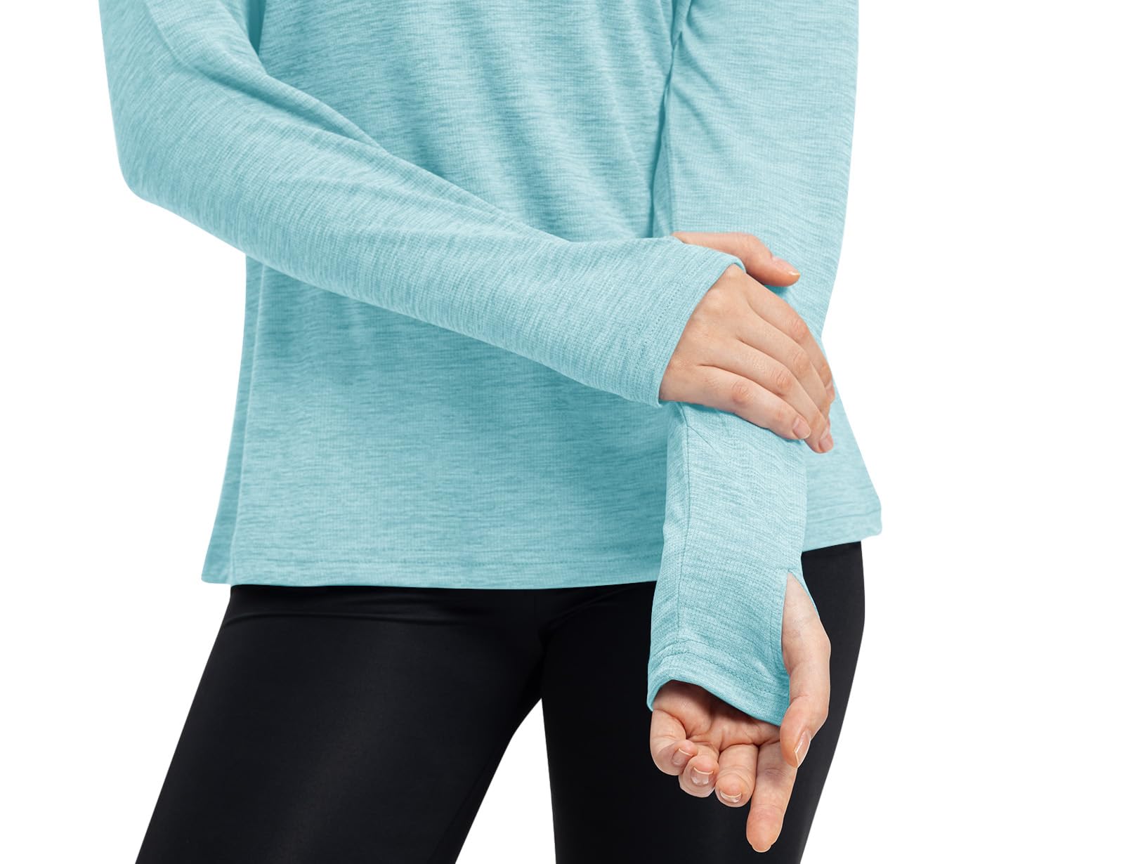 TBMPOY Womens UPF 50+ Sun Protection Hoodie Shirt Long Sleeve Fishing Hiking Outdoor UV Shirt Lightweight Light Blue M