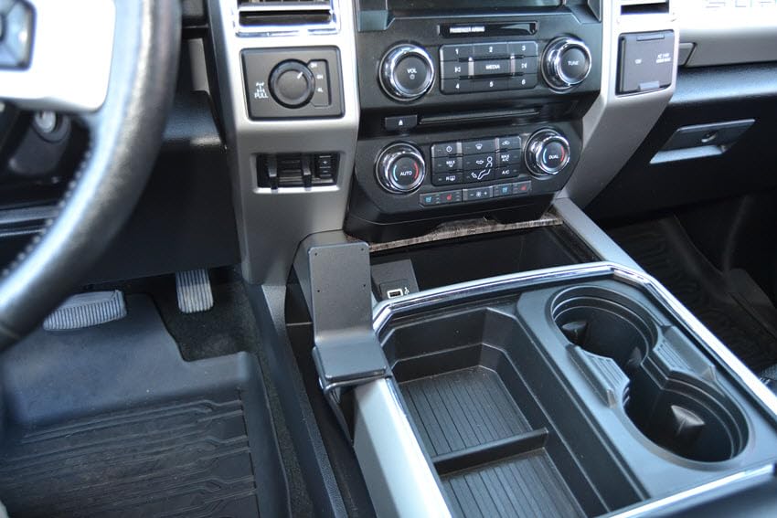 Scosche ProClip Left-Hand Console Mount Compatible with 2015-2020 Ford F150, 2017-2021 Ford F250/350/450/550 & Super Duty Trucks with StuckUp Universal Phone Mount Bundle