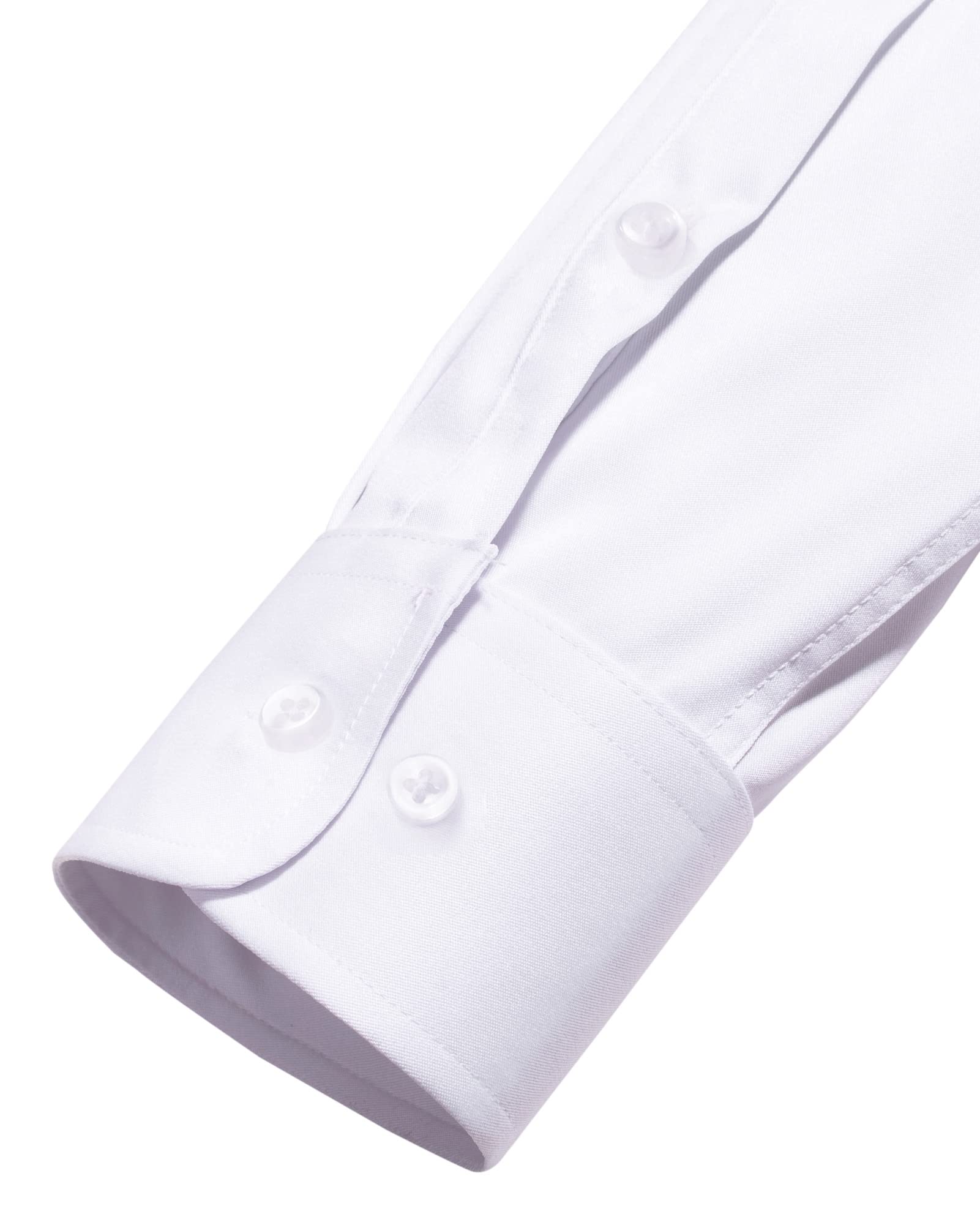 Alimens & Gentle Men's Dress Shirts Long Sleeve Stretch Wrinkle-Free Solid Formal Button Down Shirt with Pocket(White, Large Tall)