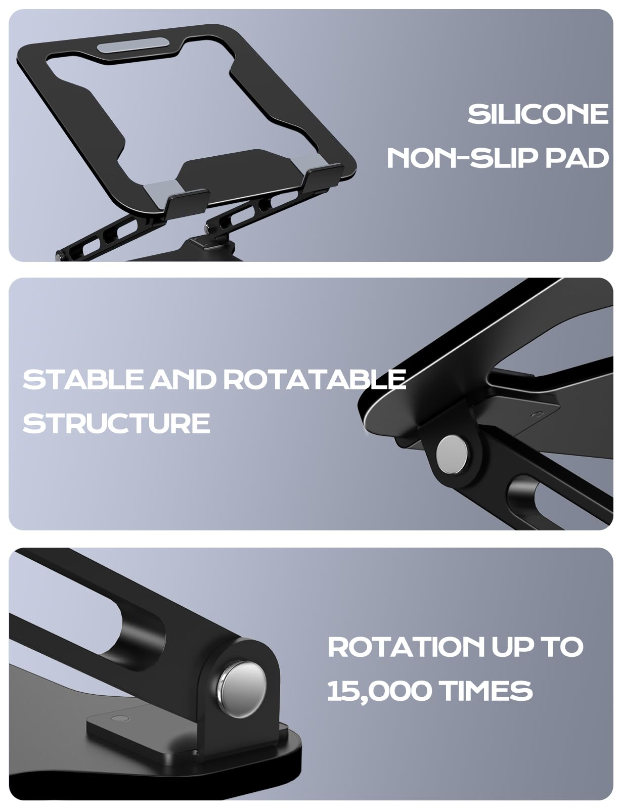 LOXP Adjustable Laptop Stand for Desk, Metal Foldable Laptop Riser, Ventilated Cooling Printer Stand, Ergonominc Computer Notebook Stand for Desk Compatible with 10-15.6“ Laptops