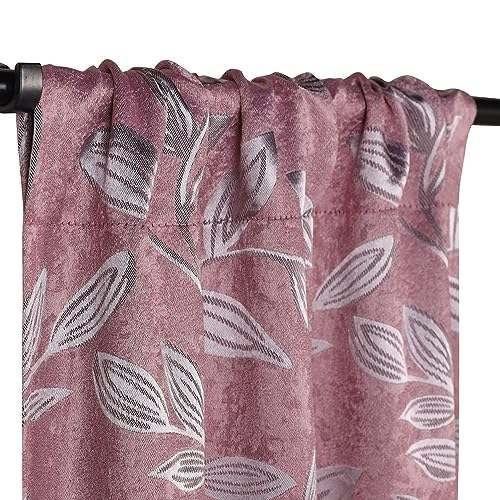 Superior Blackout Curtains, Room Darkening Window Accent for Bedroom, Sun Blocking, Thermal, Modern Bohemian Curtains, Leaves Collection, Set of 2 Panels, Rod Pocket - 42 in x 63 in, Sage