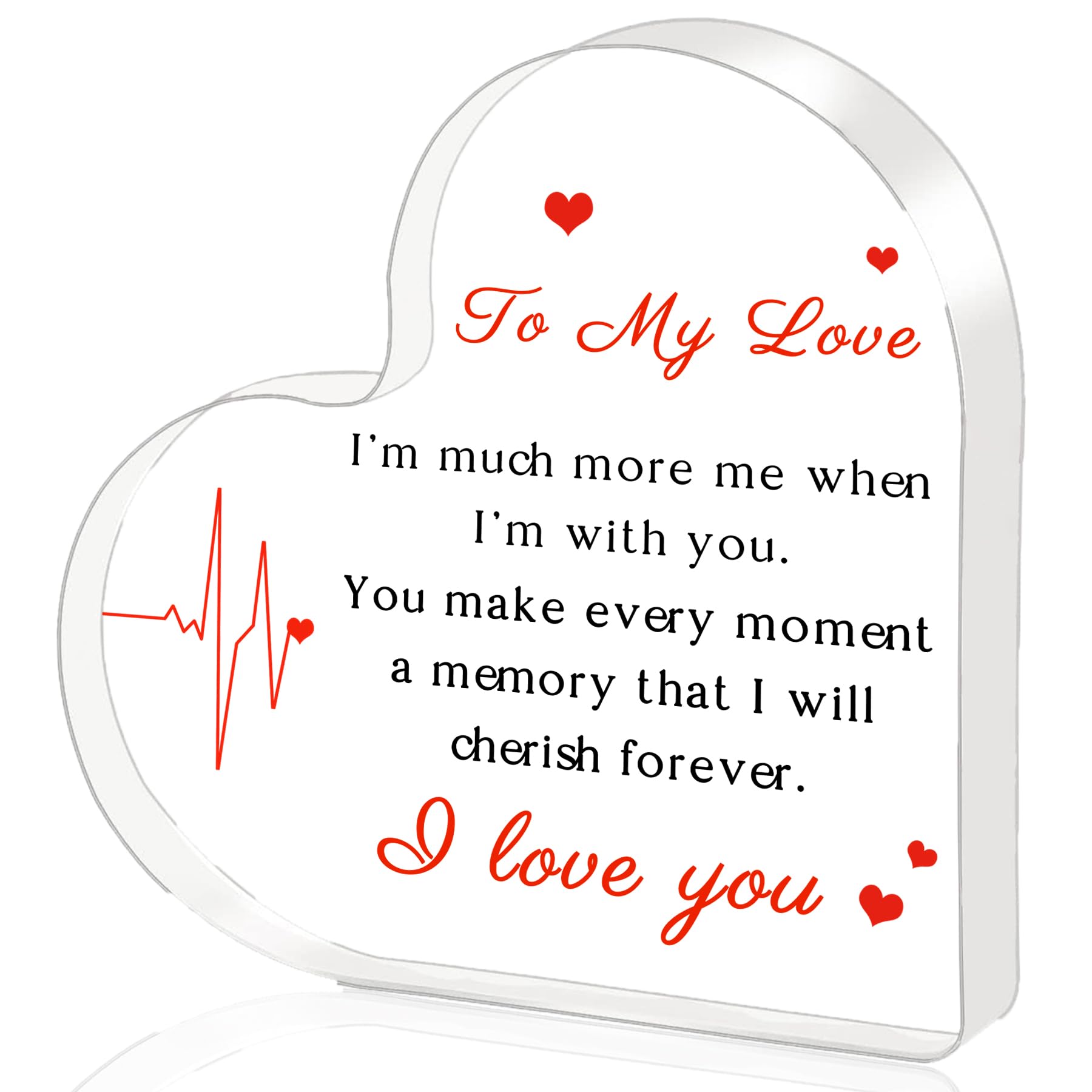 Valentines Day Gifts for Her/Him, Gifts for Boyfriend, Girlfriend - Engraved Acrylic Heart Gift 4 × 4 inch, Birthday, Anniversary, Christmas, Valentine's Gifts for Boyfriend, Girlfriend, Husband, Wife