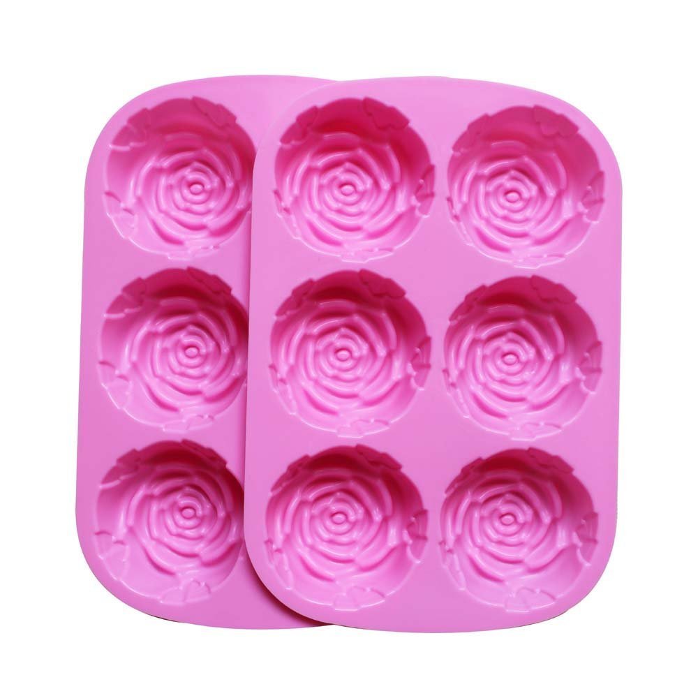 BargainRollBack OTHER MODL 2 Pack of X Large Rose Flower Ice Cube Chocolate Soap Tray Mold Silicone Party Maker (Ships from USA), Pink