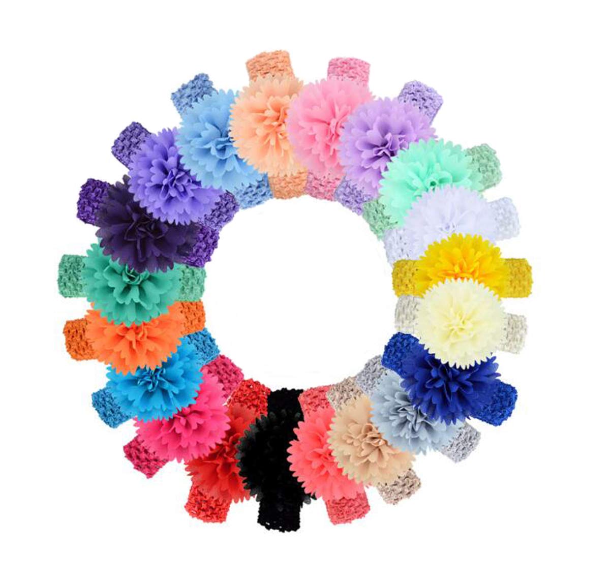 Ewanda store 15 Pcs Baby Girls Chiffon Headbands Peony Flower Baby Headband Baby Hair Accessories for Newborn Toddler Infants Girls