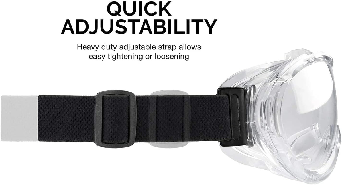 Neiko Pro 53875B Clear Protective Lab Safety Goggles, Chemistry Lab Goggles, Scientific, Construction Goggles, Contractor, Woodworking, Anti-Fog and Splash, Includes Indirect Vent for Men and Women