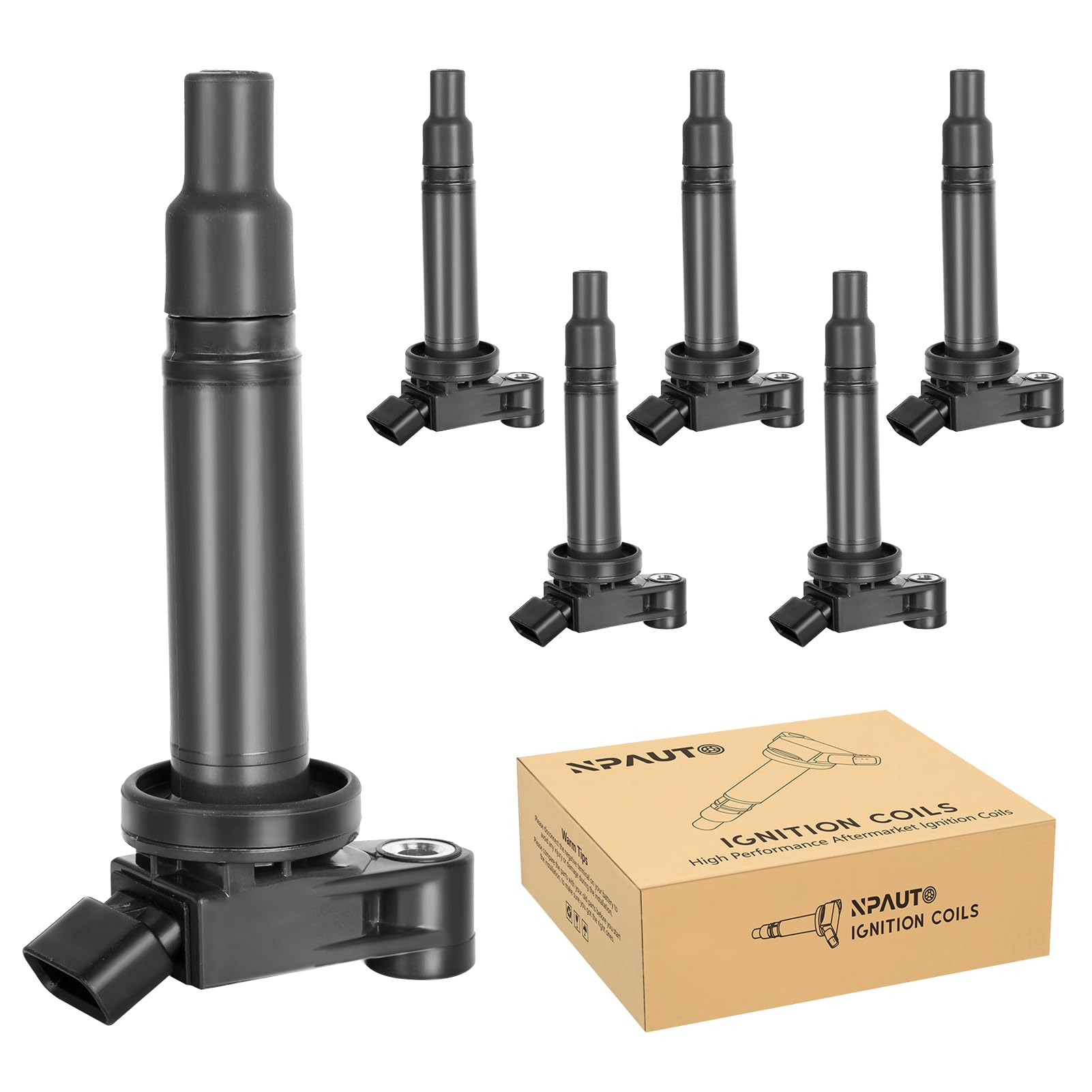 Ignition Coils Pack Set of 6 Compatible with V6 3.0L 3.3L 1999 2000 2001 2002 2003 2004 2005 2006 Lexus ES300 RX300, Toyota Avalon Camry Highlander Sienna Solara, Lexus RX400h 3.0 3.3, C1175 UF267