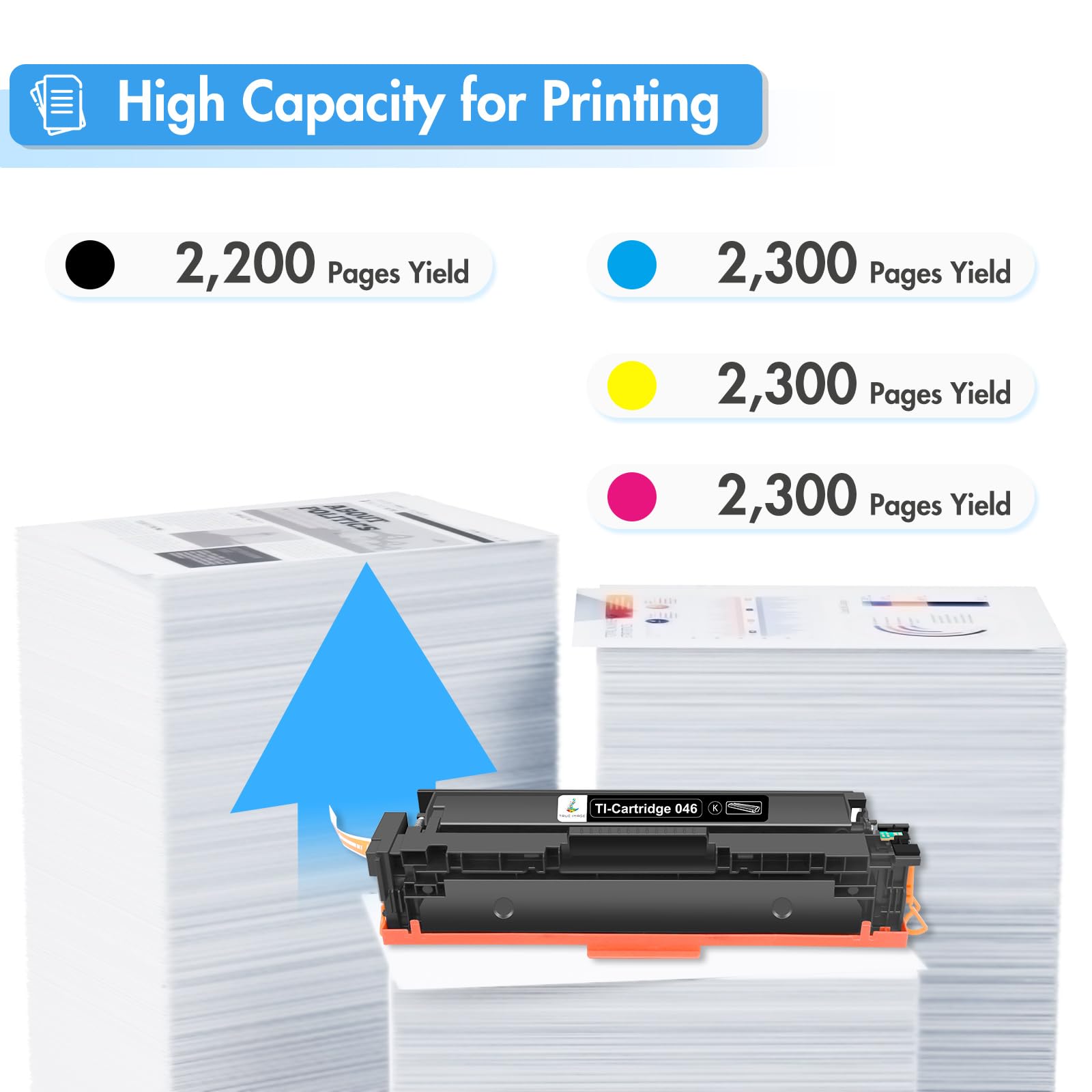 TRUE IMAGE Compatible 046 Toner Cartridge Replacement for Canon 046 MF733Cdw CRG-046 Color ImageCLASS MF733Cdw MF731Cdw MF735Cdw LBP654Cdw MF733 Printer Ink (Black Cyan Yellow Magenta, 4-Pack)