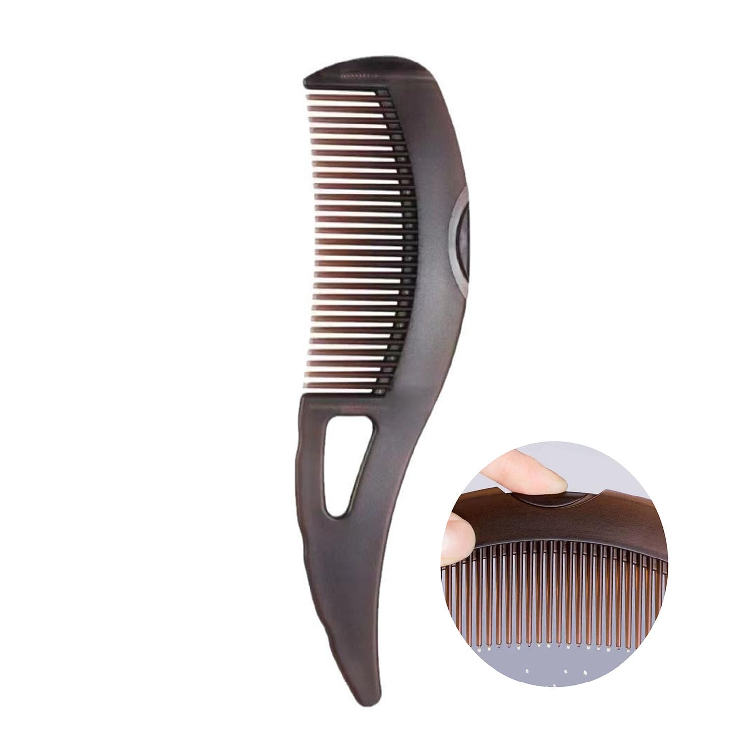 Dandruff Comb Self-cleaning, Scalp Care Massage Energy Comb, Plastic Wide Hollow Tooth Button Comb for Scalp Exfoliation with Gua Sha Handle for Healthier Scalp and Hair Growth for Women Men Kids