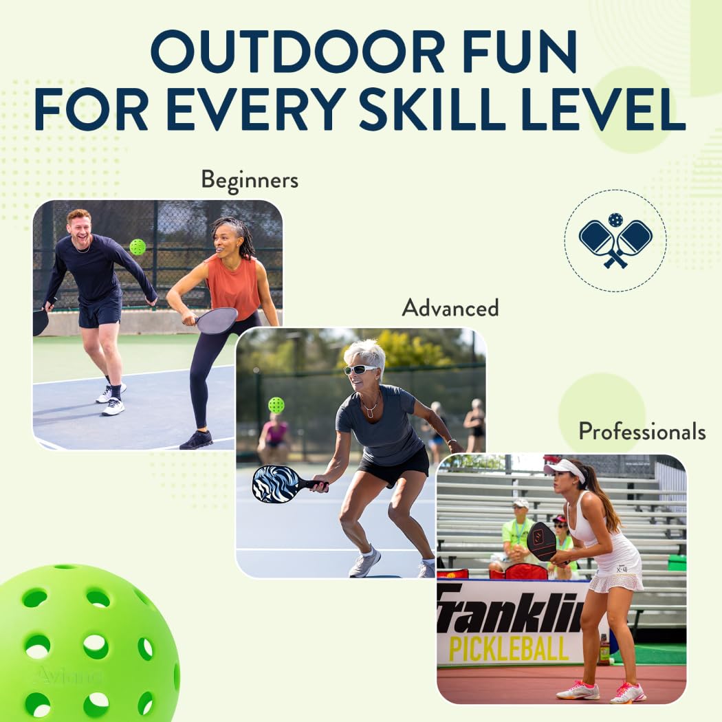 Pro Aviana Outdoor Pickleball Balls - USAPA Approved for Tournament Play 6, 12 & 48 Packs | Durable 40-Hole Design | Ideal for All Skill Levels | Pickleball Accessories | Pickleball Balls Outdoor