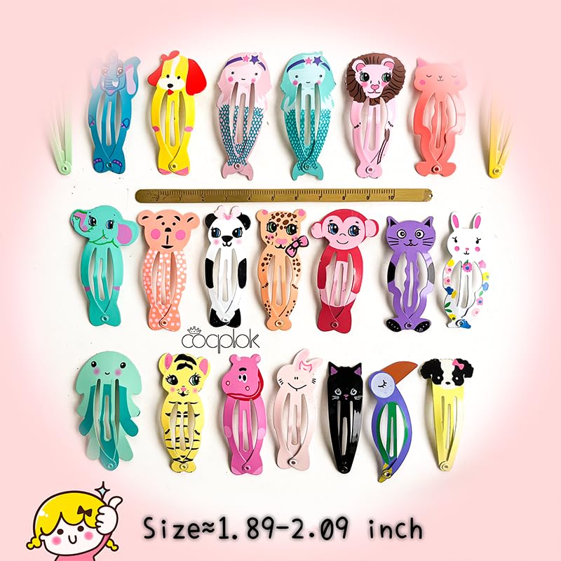 60 Pcs Hair Clips for Girls,Cute Cartoon Animal Shaped Children's Hair Accessories with Elastic Non Slip Metal Hair Bows(Snap Barrettes for Kids Teens Women)