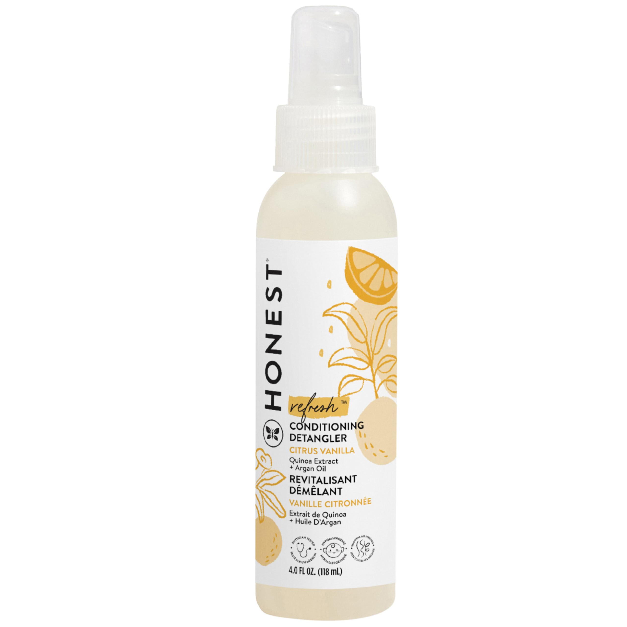 The Honest Company Conditioning Hair Detangler | Leave-in Conditioner + Fortifying Spray | Tear-free, Cruelty-Free, Hypoallergenic | Citrus Vanilla Refresh, 4 fl oz