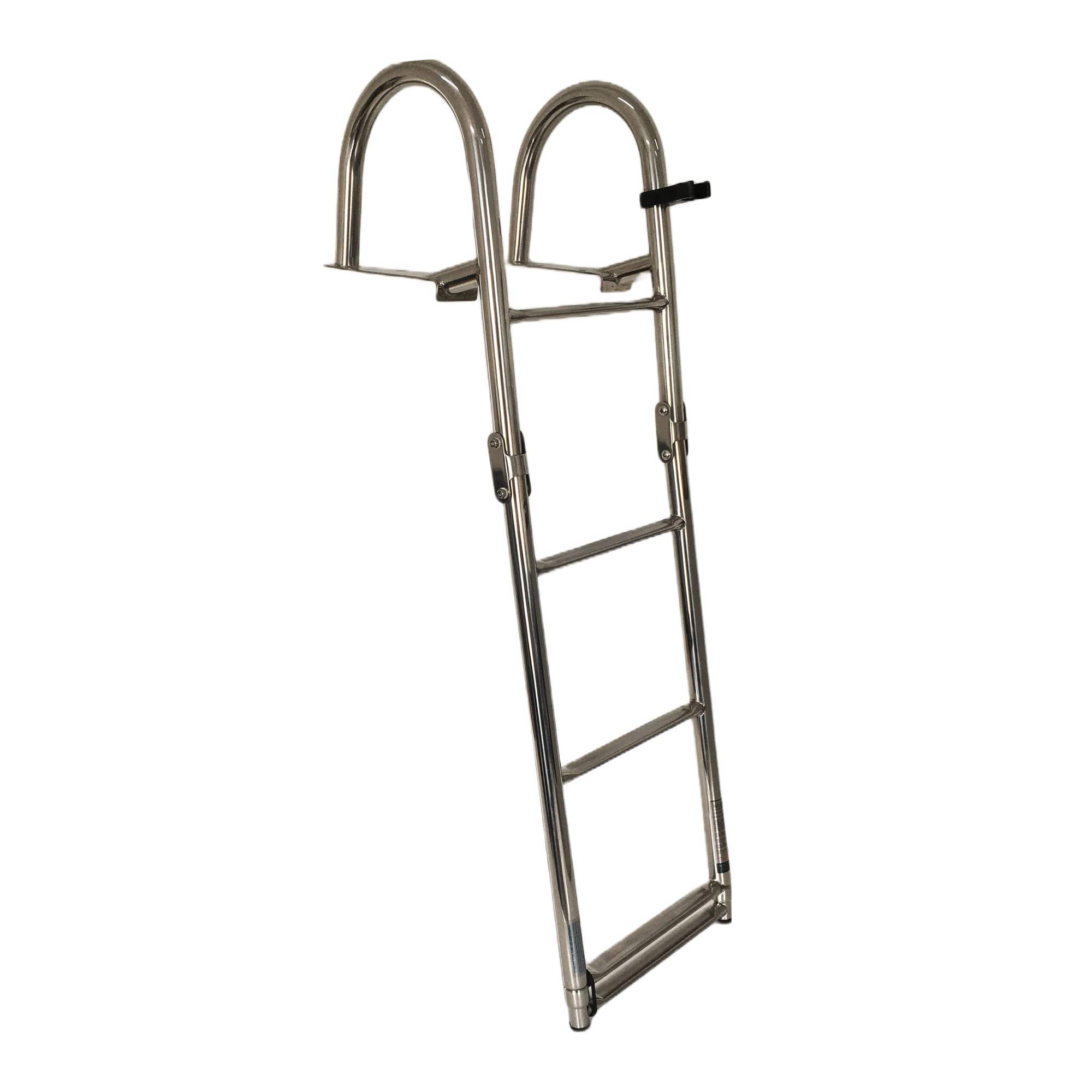 MARINE CITY Stainless Steel Heavy Duty Durable and Sturdy Telescoping Swim Over Platform Boat Ladder with Comfortable Handrails (1 Step+4 Step)