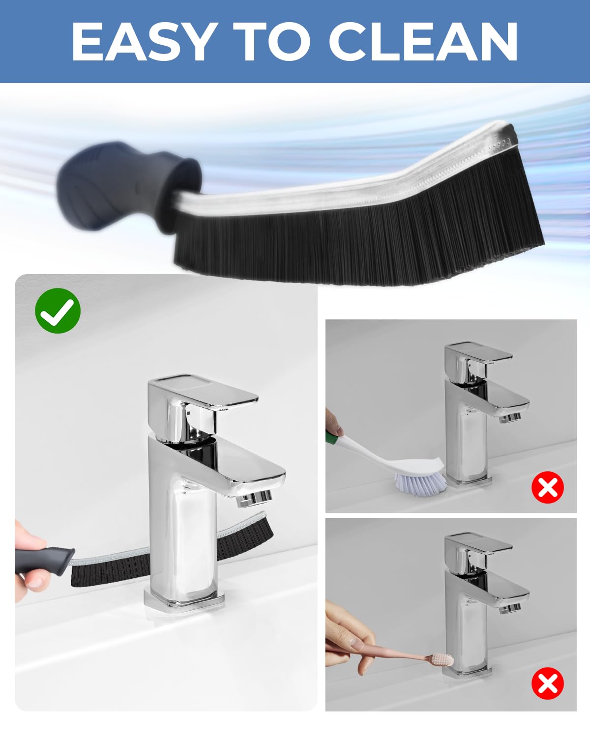 Cleangor Crevice Cleaning Brushes, Cleaner Scrub Brush Tool for Hard to Reach Tight Space, Home Essentials, Cleaning Supplies for Shower, Bathroom, Kitchen, Toilet, Window