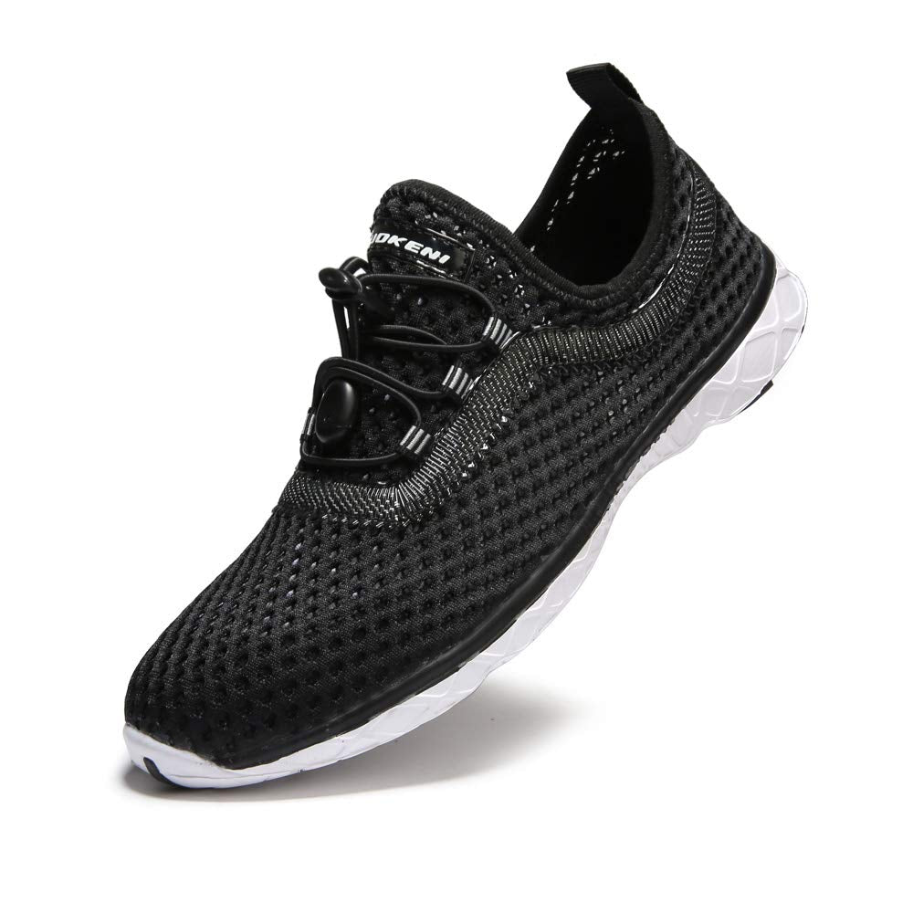 SUOKENI Women's Quick Drying Slip On Water Shoes for Beach or Water Sports Ultralight Walking Shoes Black/White,Size:US 7.5/EU 38